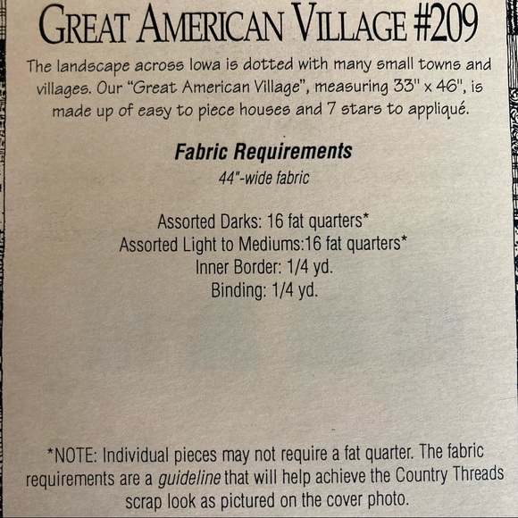 Quilt Pattern - Country Threads “Great American Village” Throw or Wall Hanging - Picture 4 of 6